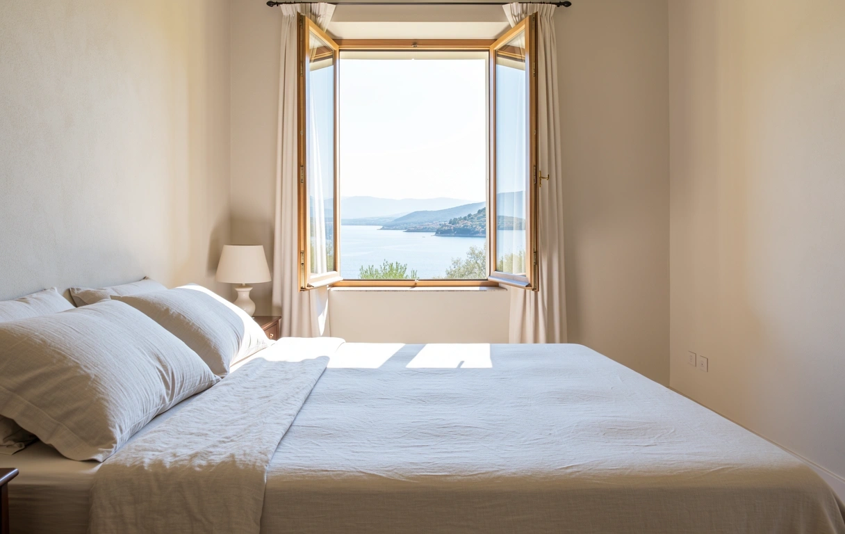 Camera da letto serena e luminosa
